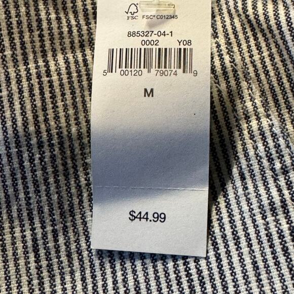 New Mens Size Medium Gap Easy Short Blue Hickory Stripe 8" Inseam Linen Blend - Picture 11 of 11